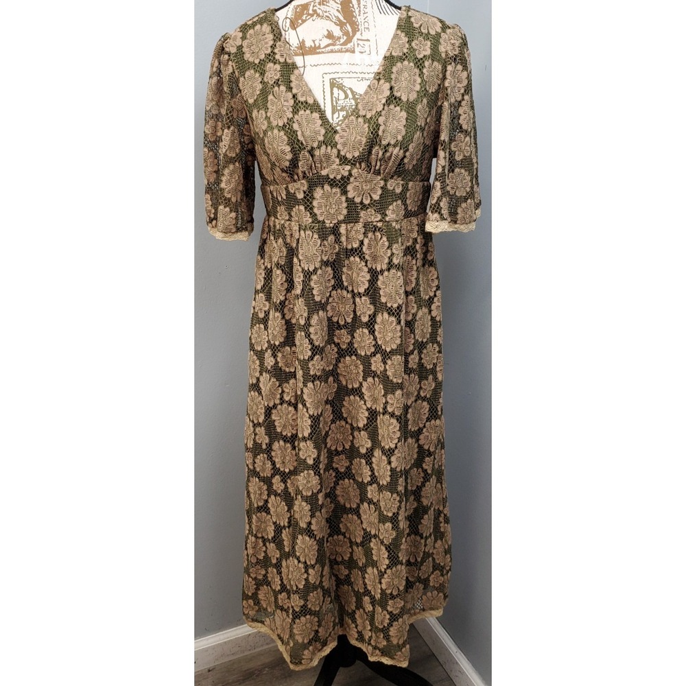Bella Ella Midi Dress Womens S Multi Floral Lace Overlay Empire Waist Wedding